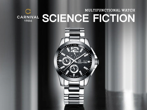 Automatic Mechanical Men's Watch Black Design Luxury Stainless Steel Band Water Resistant Feature Glass Dial Window for Business