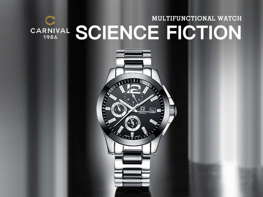 Automatic Mechanical Men's Watch Black Design Luxury Stainless Steel Band Water Resistant Feature Glass Dial Window for Business